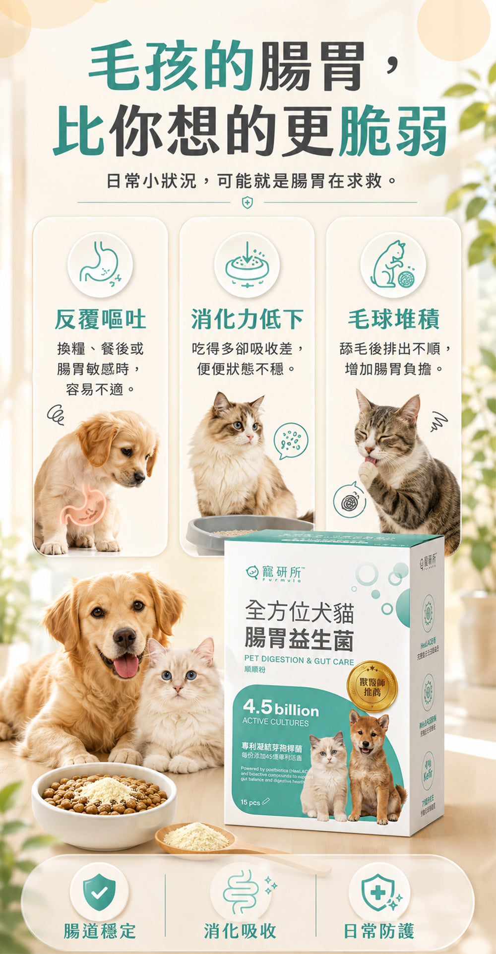 寵研所 腸胃益生菌配方重點